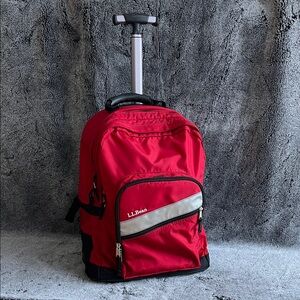 L.L. Bean Deluxe Red Rolling Backpack